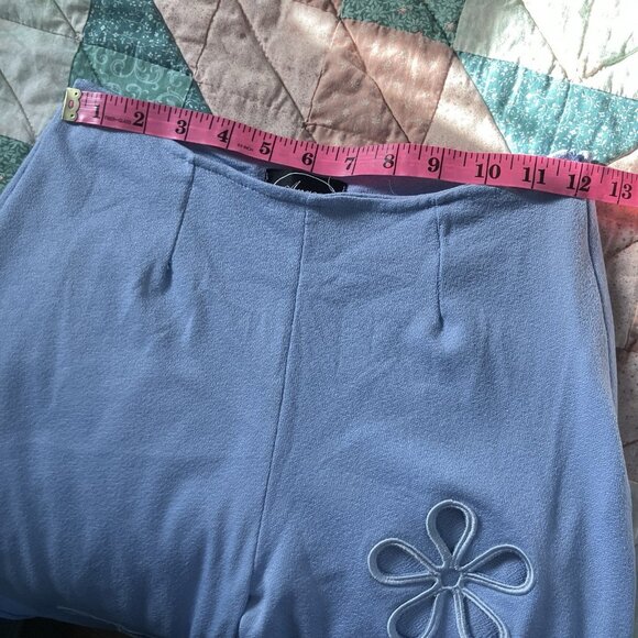 Y2K Angee Pants Womens Blue Floral Cutout High Rise Kick Flare 2000s - Picture 9 of 16